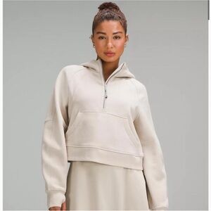 Lululemon half zip oversized scuba hoodie size M/L in bone ecru cream ivory